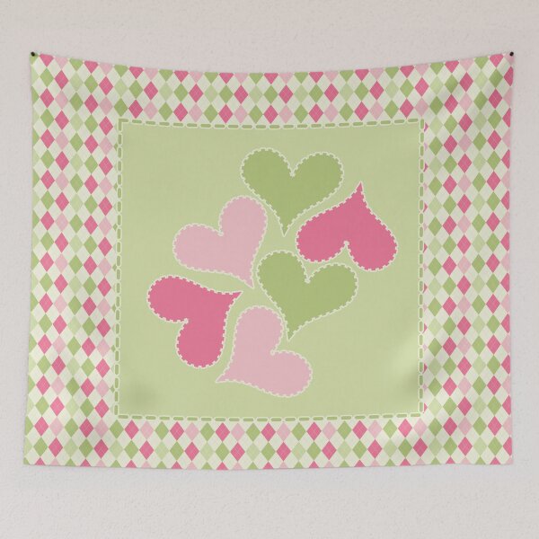 Item preview, Pink and Pistachio Green Argyle and Hearts designed and sold by MarikaJohnson.
