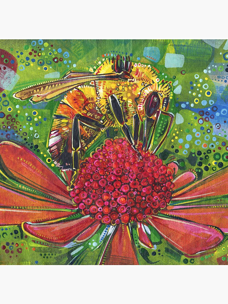 Thumbnail 5 of 5, Acrylic Block, Tri-colored Bumble Bee designed and sold by gwennpaints.