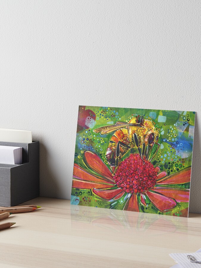 Thumbnail 1 of 2, Art Board Print, Tri-colored Bumble Bee designed and sold by gwennpaints.