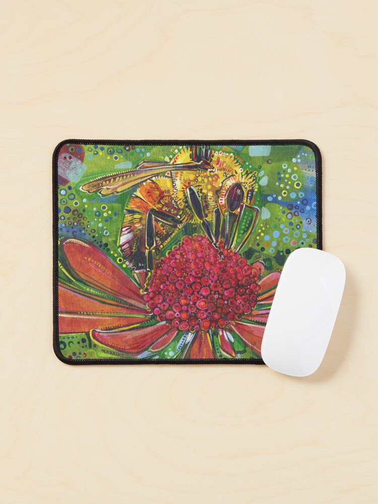Thumbnail 1 of 5, Mouse Pad, Tri-colored Bumble Bee designed and sold by gwennpaints.