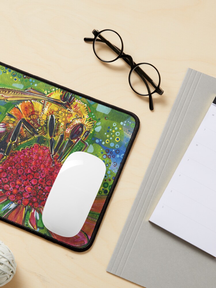 Thumbnail 3 of 5, Mouse Pad, Tri-colored Bumble Bee designed and sold by gwennpaints.