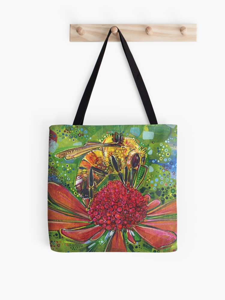 Thumbnail 1 of 2, Tote Bag, Tri-colored Bumble Bee designed and sold by gwennpaints.