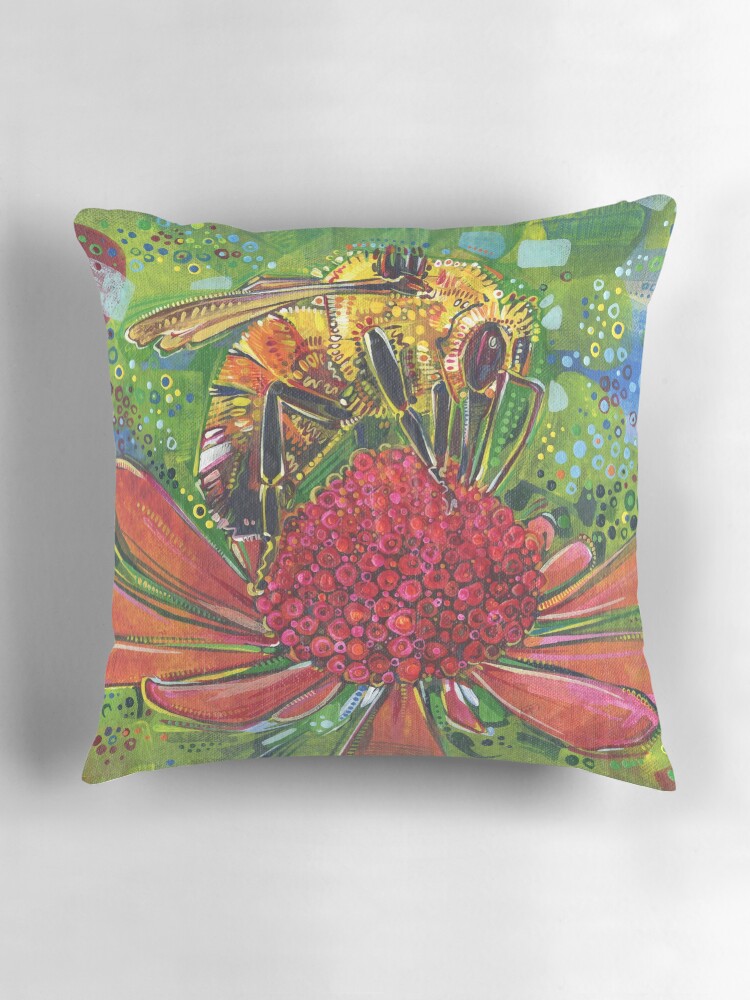 Thumbnail 3 of 4, Pillow, Tri-colored Bumble Bee designed and sold by gwennpaints.