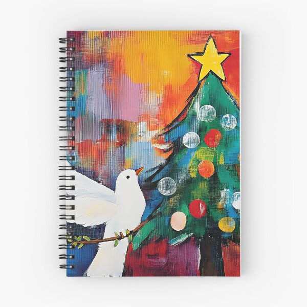 Item preview, Christmas of Peace- White Dove with Olive Branch and Christmas Tree in Festive Peaceful Setting AI Art designed and sold by OlfactoART Studio.