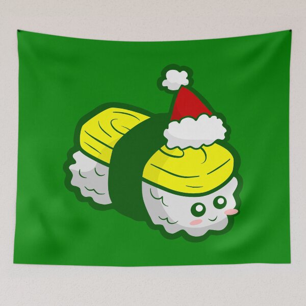 Item preview, kawaii christmas tamago sushi santa designed and sold by Gossip Rag.