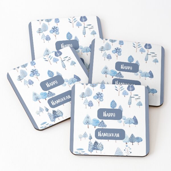 Item preview, Happy Hanukkah Blue Trees designed and sold by Artbydekloe.