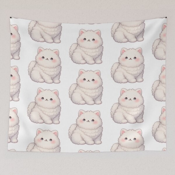 Item preview,  White fluffy cat chibi v2 designed and sold by ColorfulMouse.