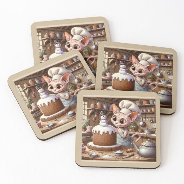 Item preview, Christmas sphynx cat decorating Christmas cake designed and sold by BritishDelights.