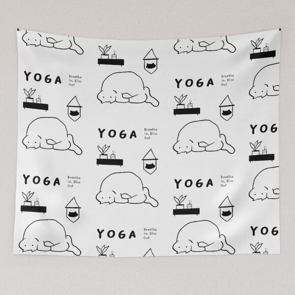 Item preview, "Yoga: Breathe In, Bliss Out" | Yoga Cat Illustration designed and sold by RM-Journey.