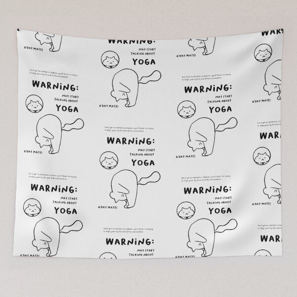 Item preview, "Warning: May Start Talking About Yoga" | Yoga Cat Illustration designed and sold by RM-Journey.