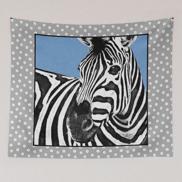 Item preview, Watercolor and Ink Zebra in Polka Dot Frame designed and sold by MarikaJohnson.