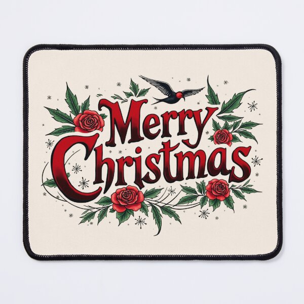 Item preview, Merry Christmas - Swallow and Roses Vintage Holiday Design designed and sold by Smileshigh.
