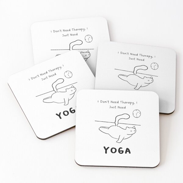 Artikelvorschau, „Ich brauche keine Therapie, ich brauche nur Yoga“ | Yoga-Katzen-Illustration entworfen und verkauft von RM-Journey.