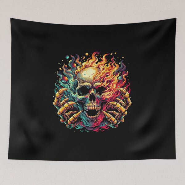 Item preview, flaming skull designed and sold by LevonsCrazyArt.