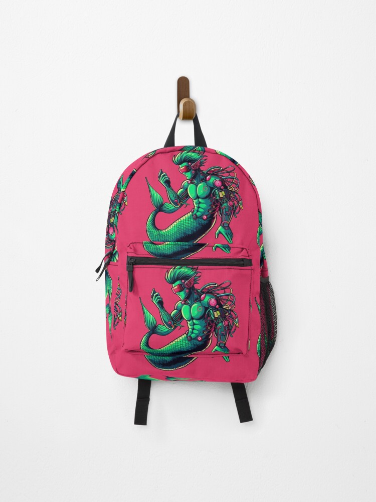 Thumbnail 1 of 3, Backpack, Cyberpunk Merman designed and sold by Ghost0nToast.