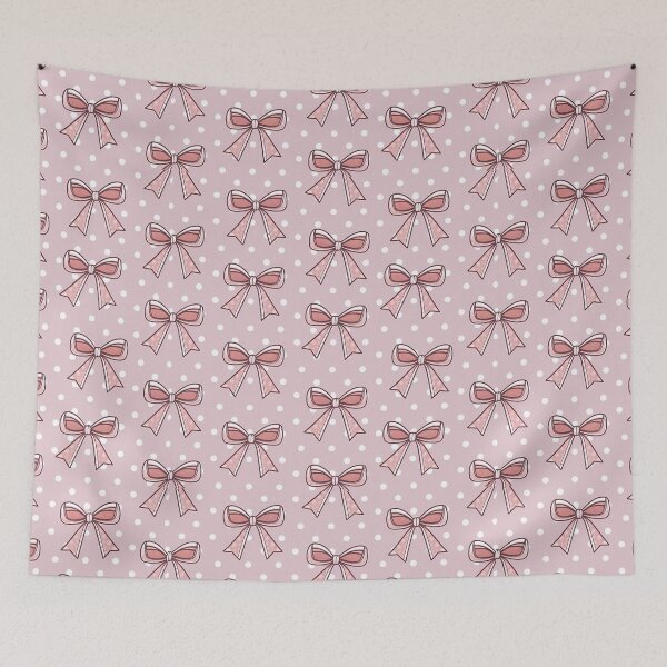 Item preview, Cute Pink Bow Pattern on Polka Dot Background, aesthetic minimalist modern art designed and sold by MarJul.