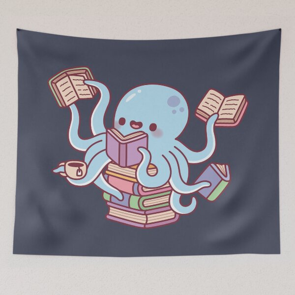 Item preview, Lindo pulpo ocupado leyendo libros designed and sold by rustydoodle.