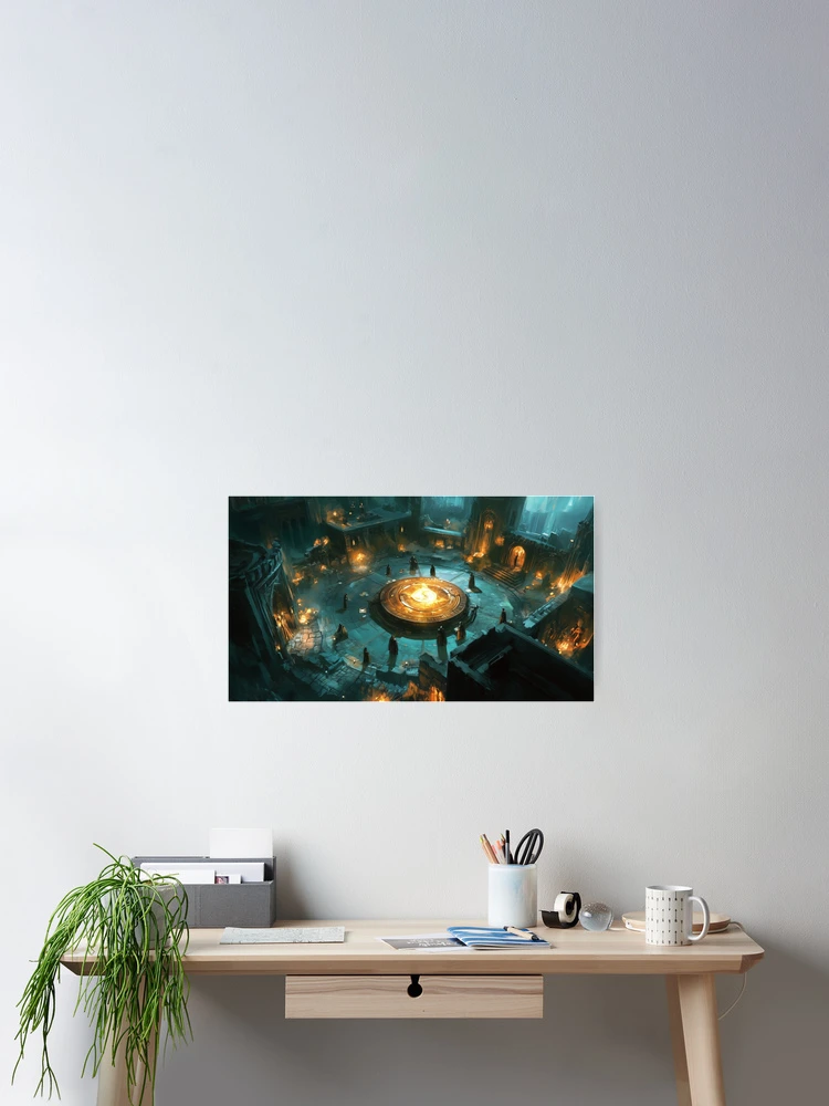 Thumbnail 2 of 3, Poster, Wizard Ritual Circle Fantasy Art designed and sold by GenXSchematic.