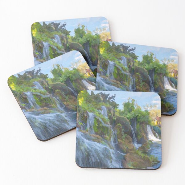 Item preview, Tranquil Waterfall Scene, Painterly Effect designed and sold by jrtwynam.