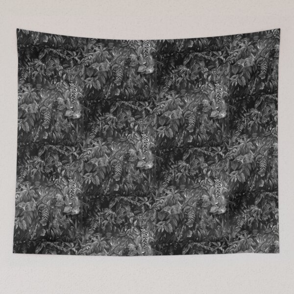 Item preview, Black and white tropical botanical painting designed and sold by GothicByNature.