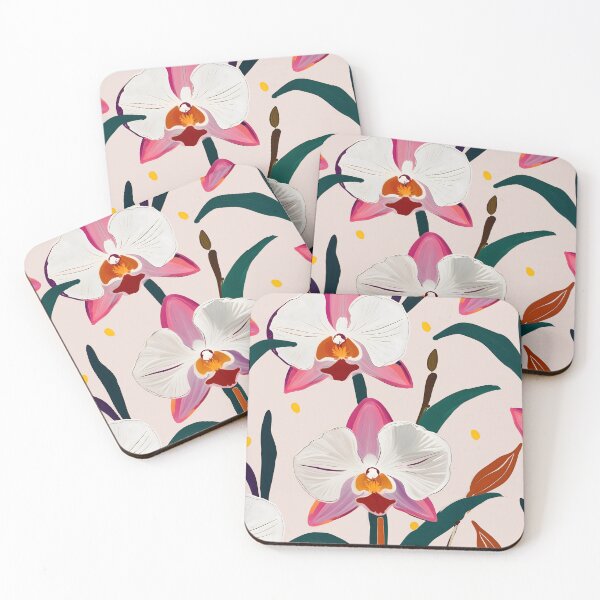 Item preview, Pink Orchids, Pastel Tropical Nature Pattern, Vintage Botanical Muted Illustration, Chic Bohemian Blossom Painting designed and sold by 83oranges.com.