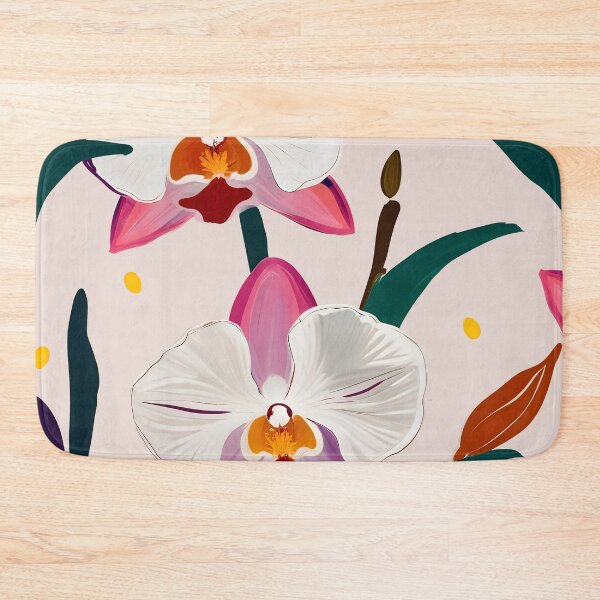 Item preview, Pink Orchids, Pastel Tropical Nature Pattern, Vintage Botanical Muted Illustration, Chic Bohemian Blossom Painting designed and sold by 83oranges.com.