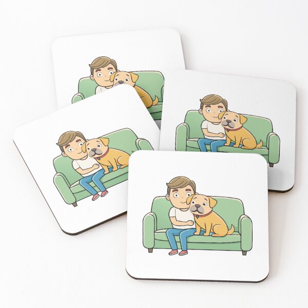 Item preview, Affectionate Puggle Snuggling on Couch designed and sold by iwcus.