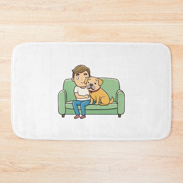 Item preview, Affectionate Puggle Snuggling on Couch designed and sold by iwcus.