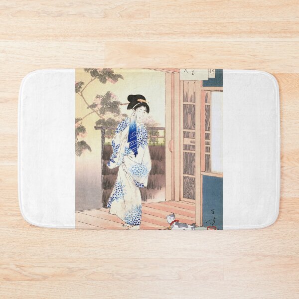 Item preview, After Bath - Elegant Japanese Woman with a Cat by Mizuno Toshikata designed and sold by Kina-design.