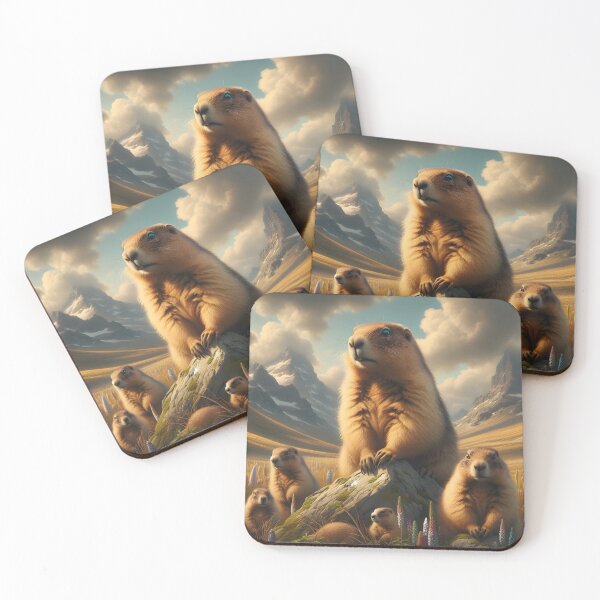 Item preview, Majestic Marmots in Alpine Meadow designed and sold by CitrineLinker.