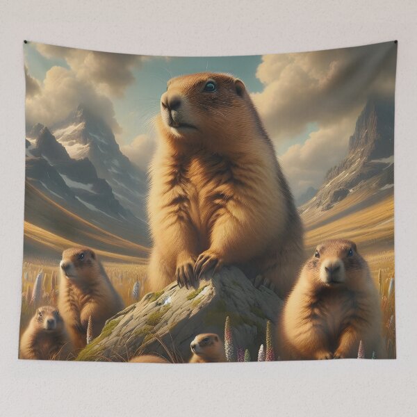 Item preview, Majestic Marmots in Alpine Meadow designed and sold by CitrineLinker.