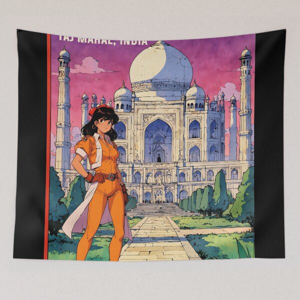 Item preview, Retro Anime Girl Taj Mahal India 80s Vintage Travel designed and sold by Retro-Anime9.