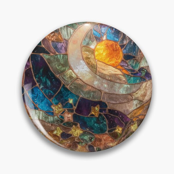 Item preview, Celestial Stained Glass Print Witchy Night Sky Starry Night designed and sold by SamJanner.