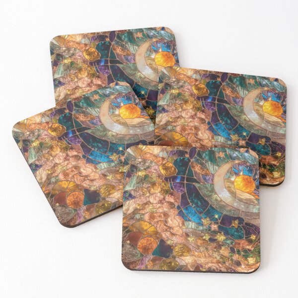 Item preview, Celestial Stained Glass Print Witchy Night Sky Starry Night designed and sold by SamJanner.