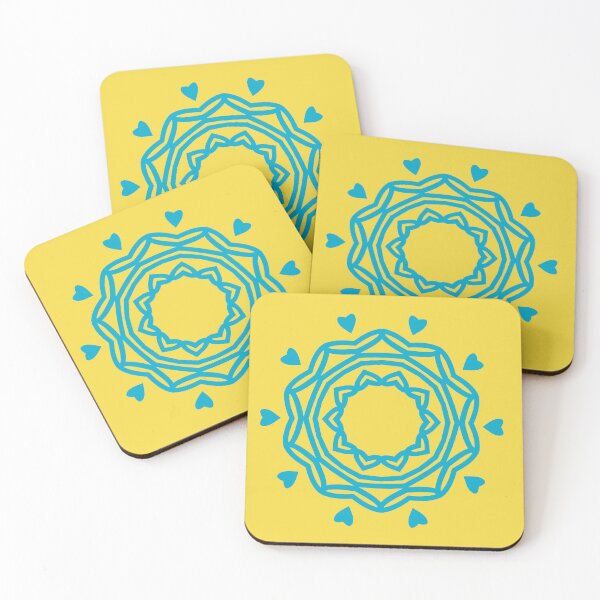 Item preview, Circle of Hearts 2 - Turquoise on Yellow designed and sold by KeksWorkroom.