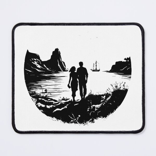 Item preview, Beach Couple Sea Pair Lover Valentine Kiss Romance Scene designed and sold by inkoutninja.
