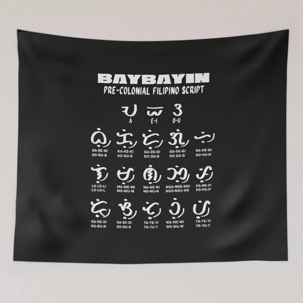 Item preview, BAYBAYIN FILIPINO PRE COLONIAL ALPHABET POSTER BLACK STICKER designed and sold by aydapadi.