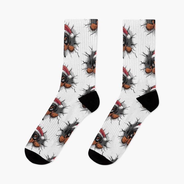 Item preview, Cute Rottweiler Puppy wearing a Christmas Santa Hat designed and sold by MPowerTeez.