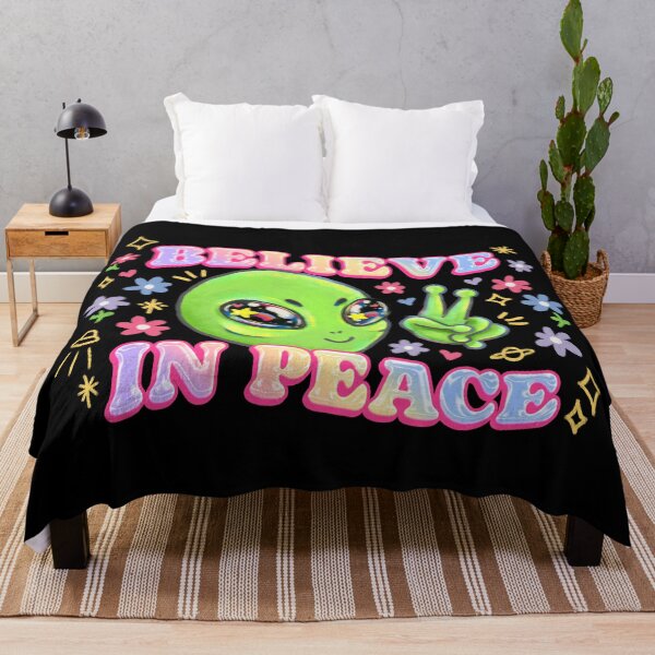 Item preview, Believe in Peace Alien Y2K Slogan designed and sold by EmiBeeBuzz.