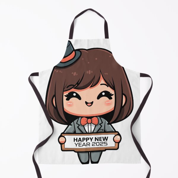 Item preview, Cute Character Holding "HAPPY NEW YEAR 2025" Sign - New Year T-Shirt Design designed and sold by CreativeTomb.