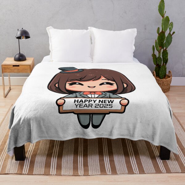 Item preview, Cute Character Holding "HAPPY NEW YEAR 2025" Sign - New Year T-Shirt Design designed and sold by CreativeTomb.