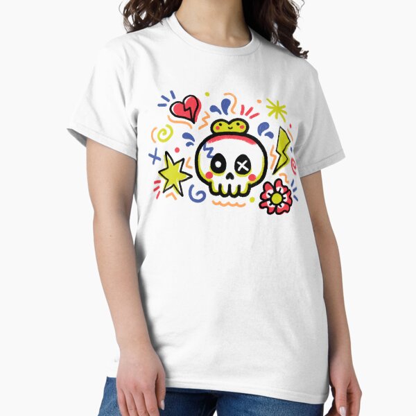 Vista previa del artículo con la obra «Tatuaje de rana punk con calavera de la vieja escuela», diseñado y vendido por EmiBeeBuzz.