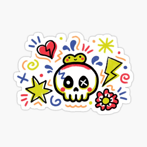 Vista previa del artículo con la obra «Tatuaje de rana punk con calavera de la vieja escuela», diseñado y vendido por EmiBeeBuzz.