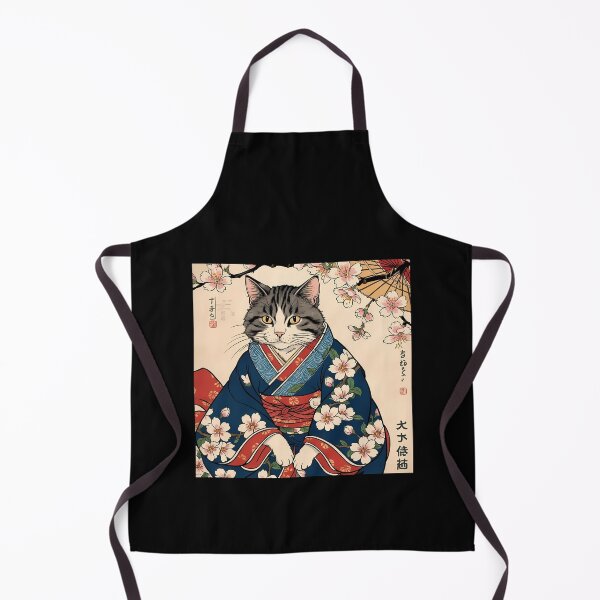 Item preview, grey cat Neko Harmony: Retro Japanese Cat with kimono for Feline Aficionados designed and sold by Catophile.