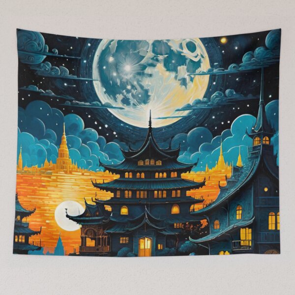 Item preview, Detailed Moonscape with a Bright Full Moon designed and sold by GrizzlyCollective.