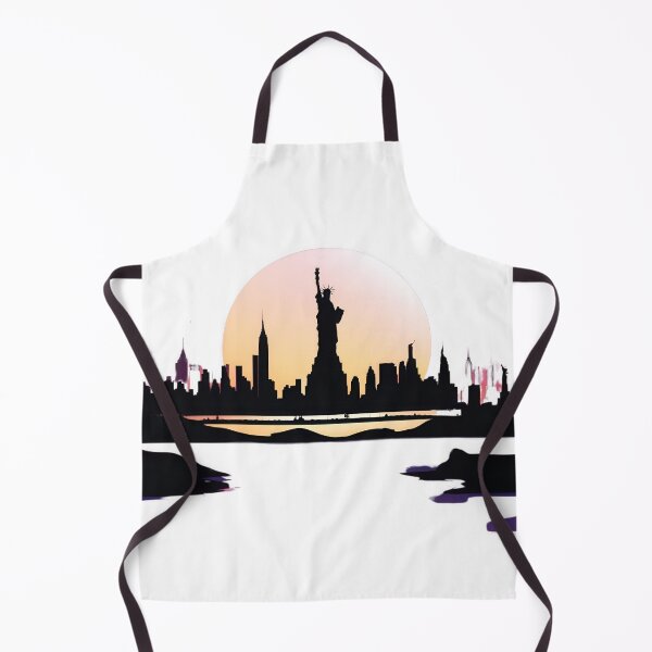 Item preview, New York City Skyline Silhouette with Empire State Building & Statue of Liberty Under Supermoon – Night Sky Art designed and sold by Jasava Shop.