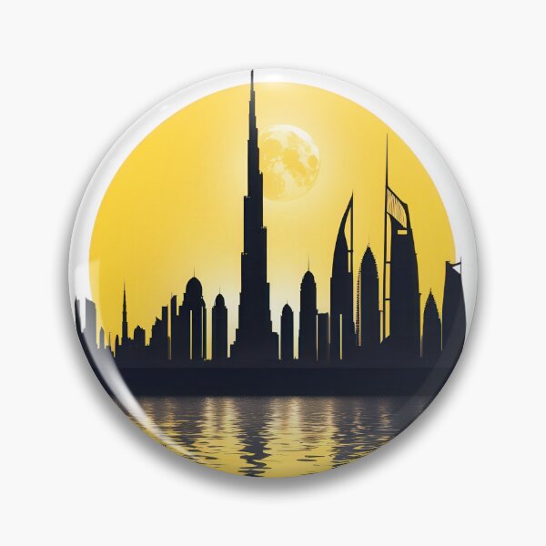 Item preview, Dubai Skyline with Burj Khalifa Supermoon Minimalist Cityscape Art designed and sold by Jasava Shop.