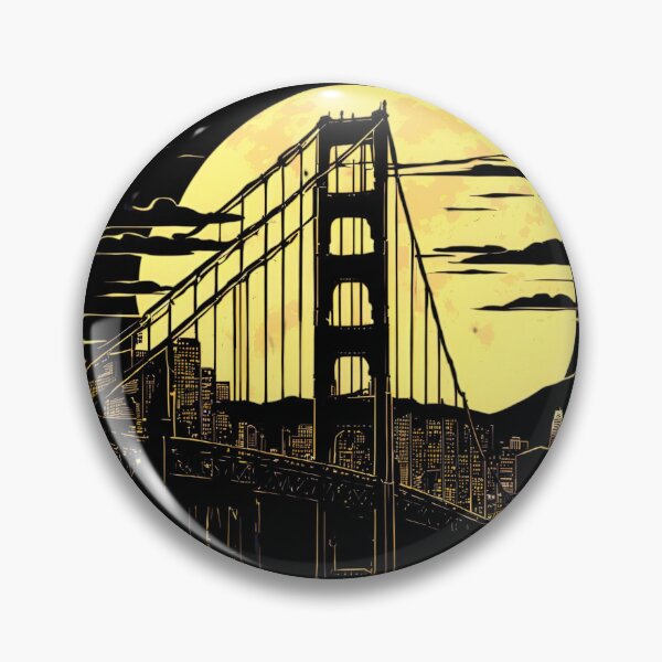 Item preview, San Francisco Skyline with Golden Gate Bridge Silhouette Under Yellow Supermoon – Night Sky Art designed and sold by Jasava Shop.
