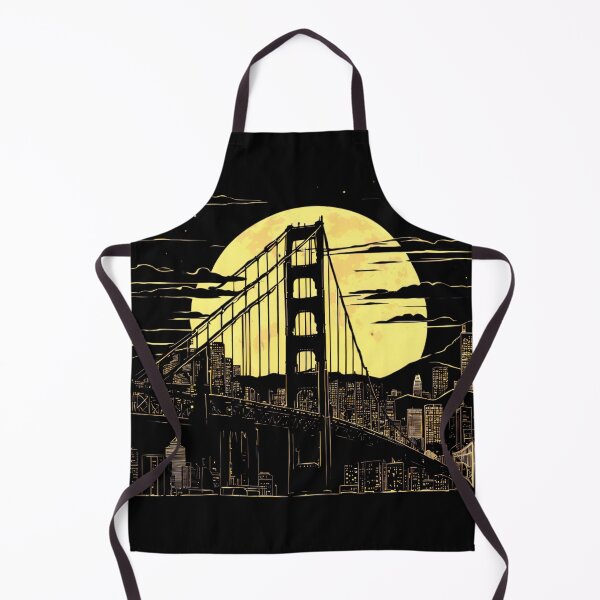 Item preview, San Francisco Skyline with Golden Gate Bridge Silhouette Under Yellow Supermoon – Night Sky Art designed and sold by Jasava Shop.