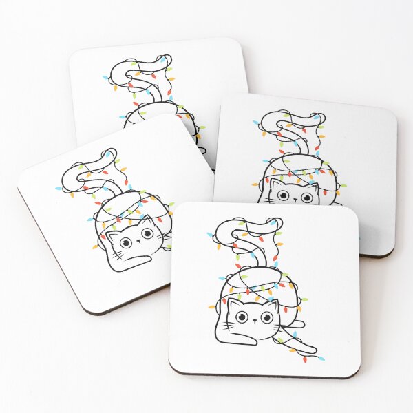 Item preview, Cat tangled in Christmas lights design designed and sold by Dominika Farkašová.